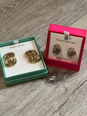 Parker Rose Gold Twisted Knot Earrings, House of Harlow Knot earrings